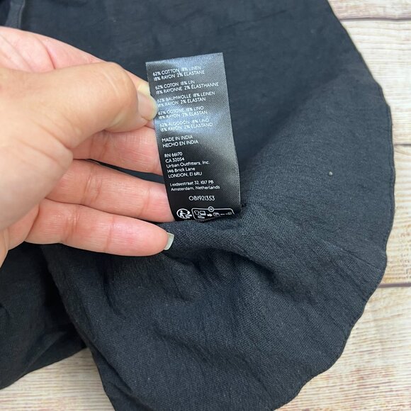 Free People James Black Linen Crop Tank Top Adjustable Straps Size Small - Picture 6 of 13